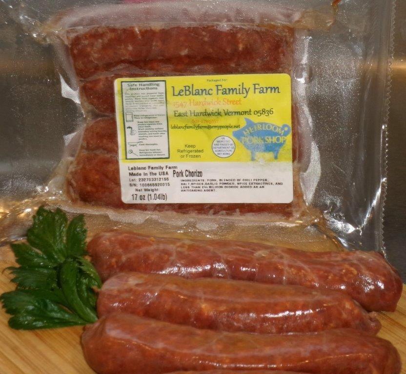 Sausage - Pork Chorizo ( 4 link package) - HeirloomPorkShop.com @ LeBlanc Family Farm VT