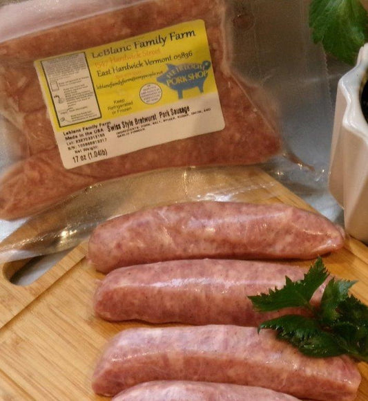 Sausage - Pork Bratwurst ( 4 link package) - HeirloomPorkShop.com @ LeBlanc Family Farm VT